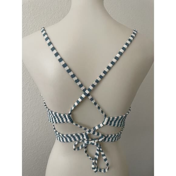 Jessica Simpson Swim Bikini Top Multicolor Striped Seersucker Swimwear - Picture 7 of 10